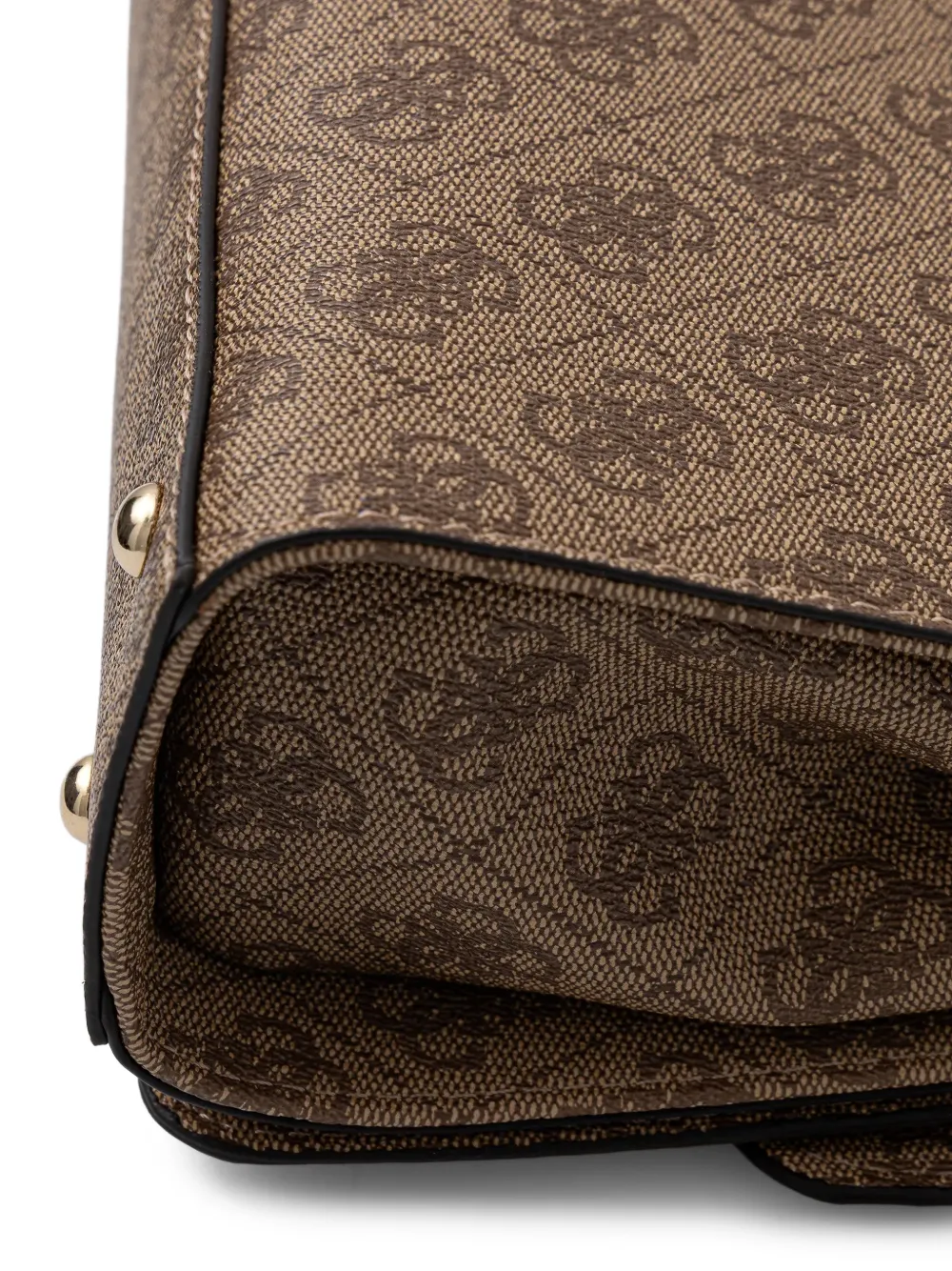 Guess Usa Monogram-pattern Chain Satchel Bag In Brown