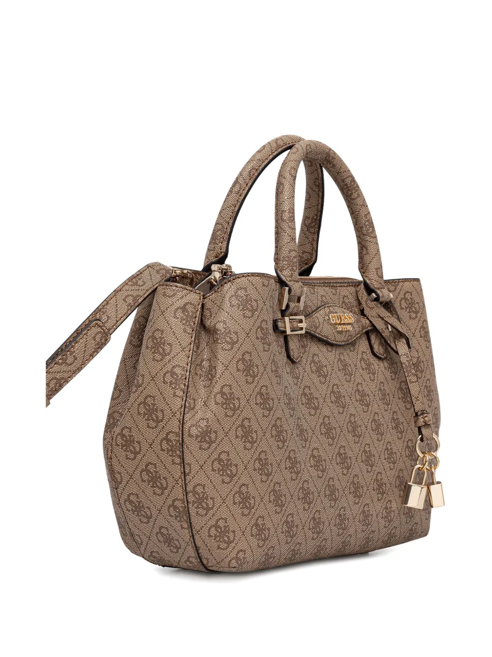 Guess Usa Monogram Padlock Tote Bag In Neutral