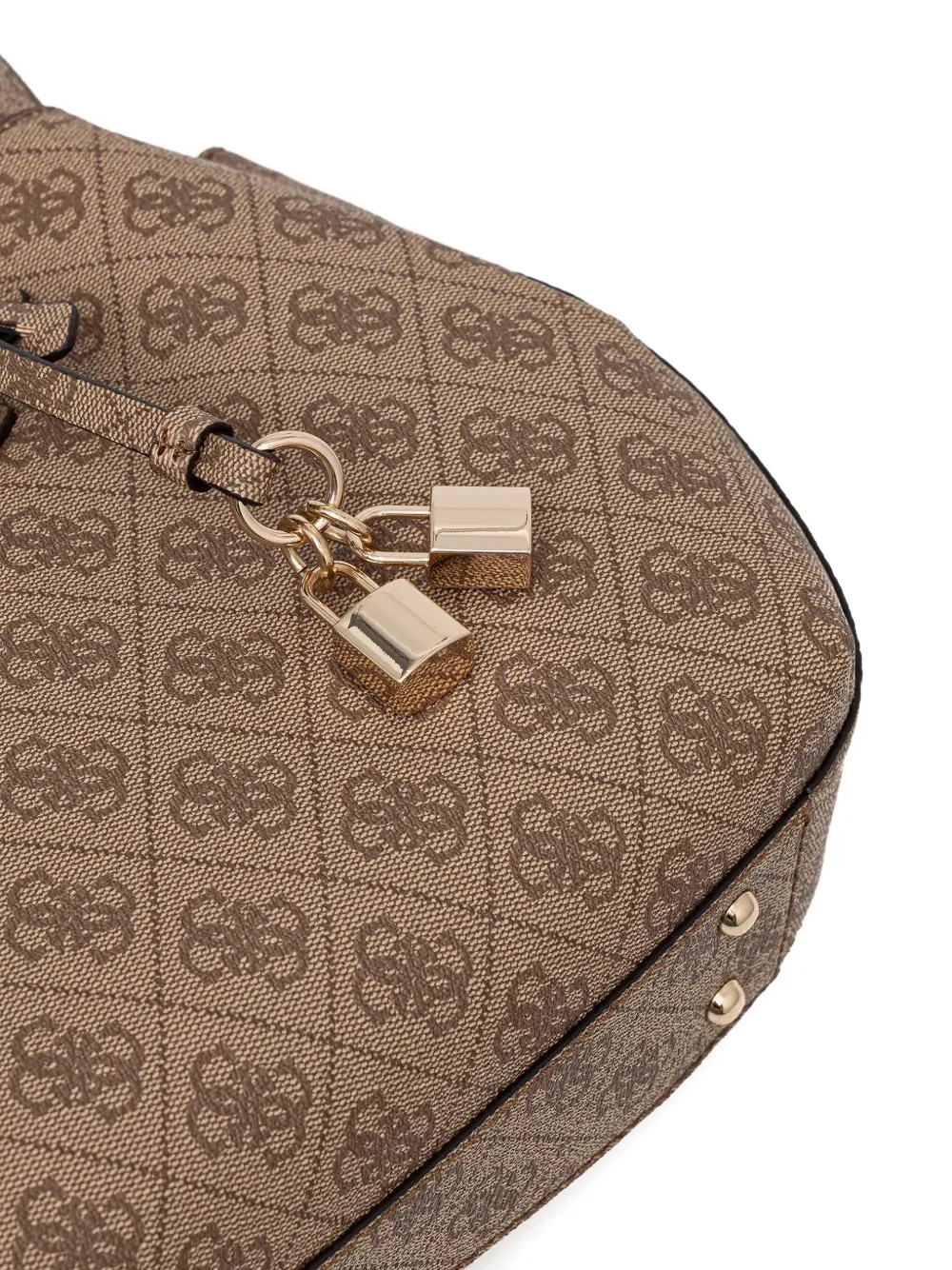 Guess Usa Monogram Padlock Tote Bag In Neutral