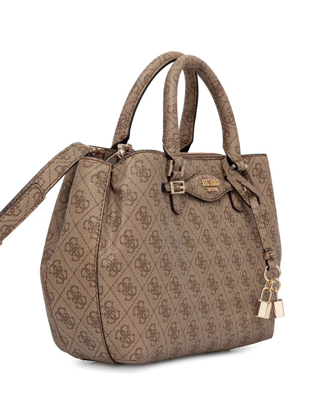 GUESS USA Shopper met monogram hangslot Beige