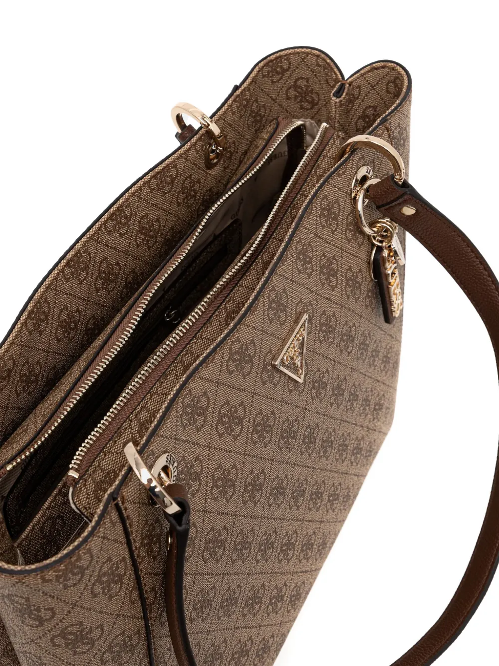 Guess Usa Noelle 4g Logo-monogram Charm Tote Bag In Neutral