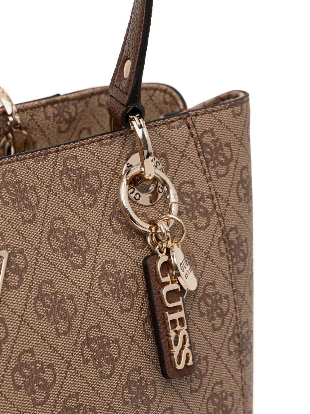 Guess Usa Noelle 4g Logo-monogram Charm Tote Bag In Neutral