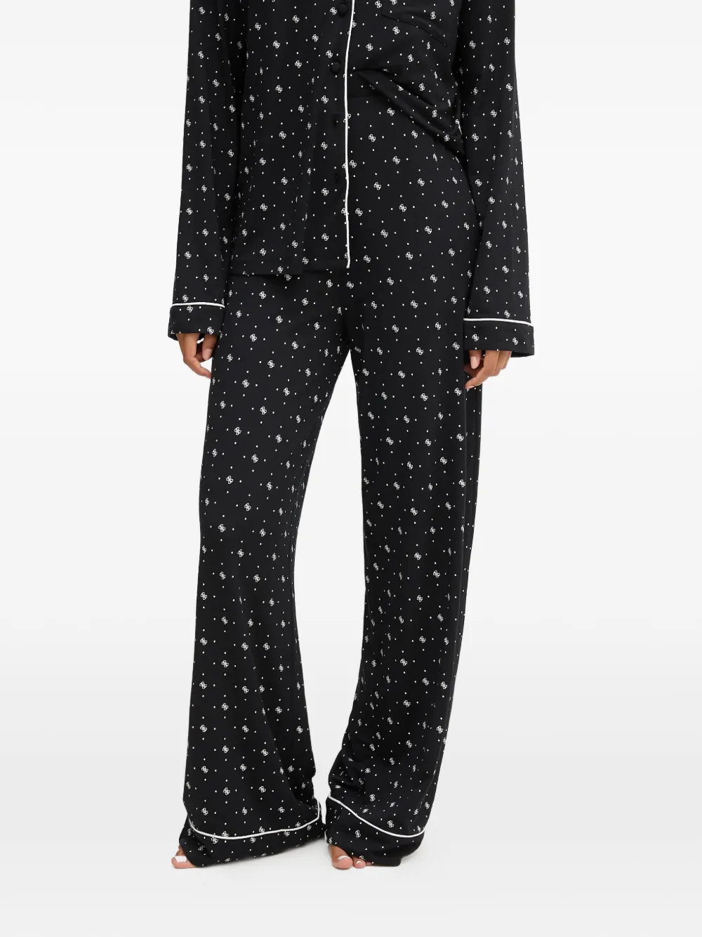 Guess Usa Polka-dot Print Pajamas In Black