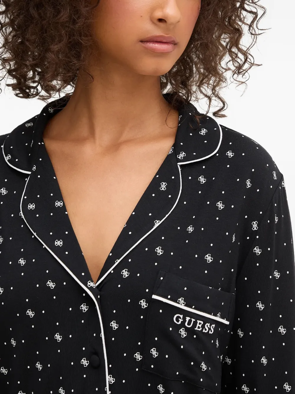 Guess Usa Polka-dot Print Pajamas In Black