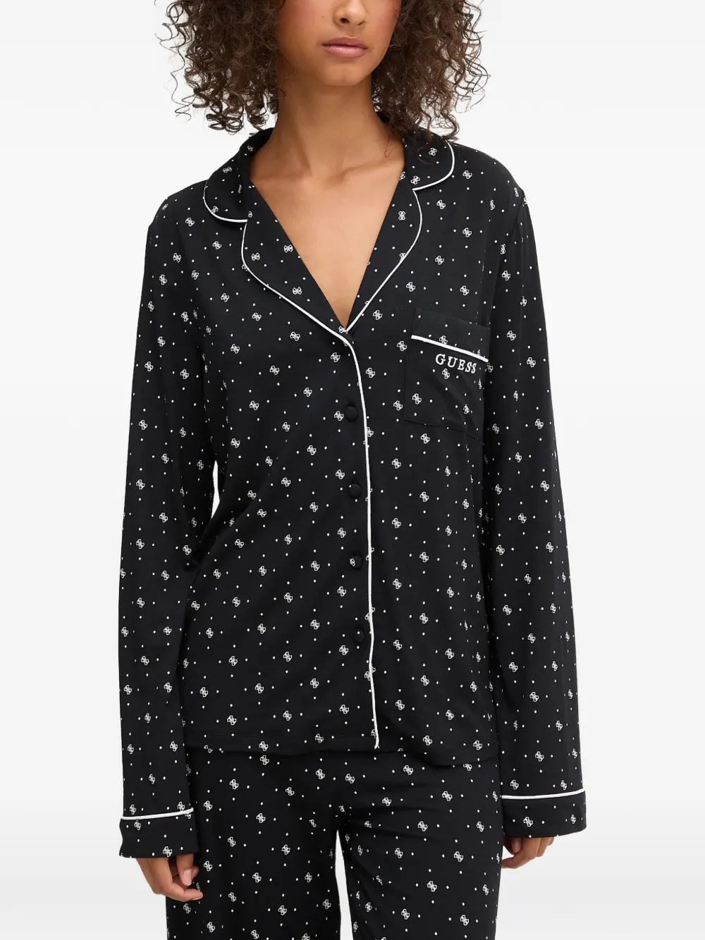 Guess Usa Polka-dot Print Pajamas In Black