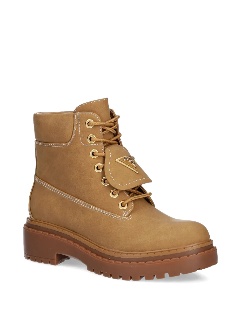 GUESS USA logo-plaque lace-up boots Brown
