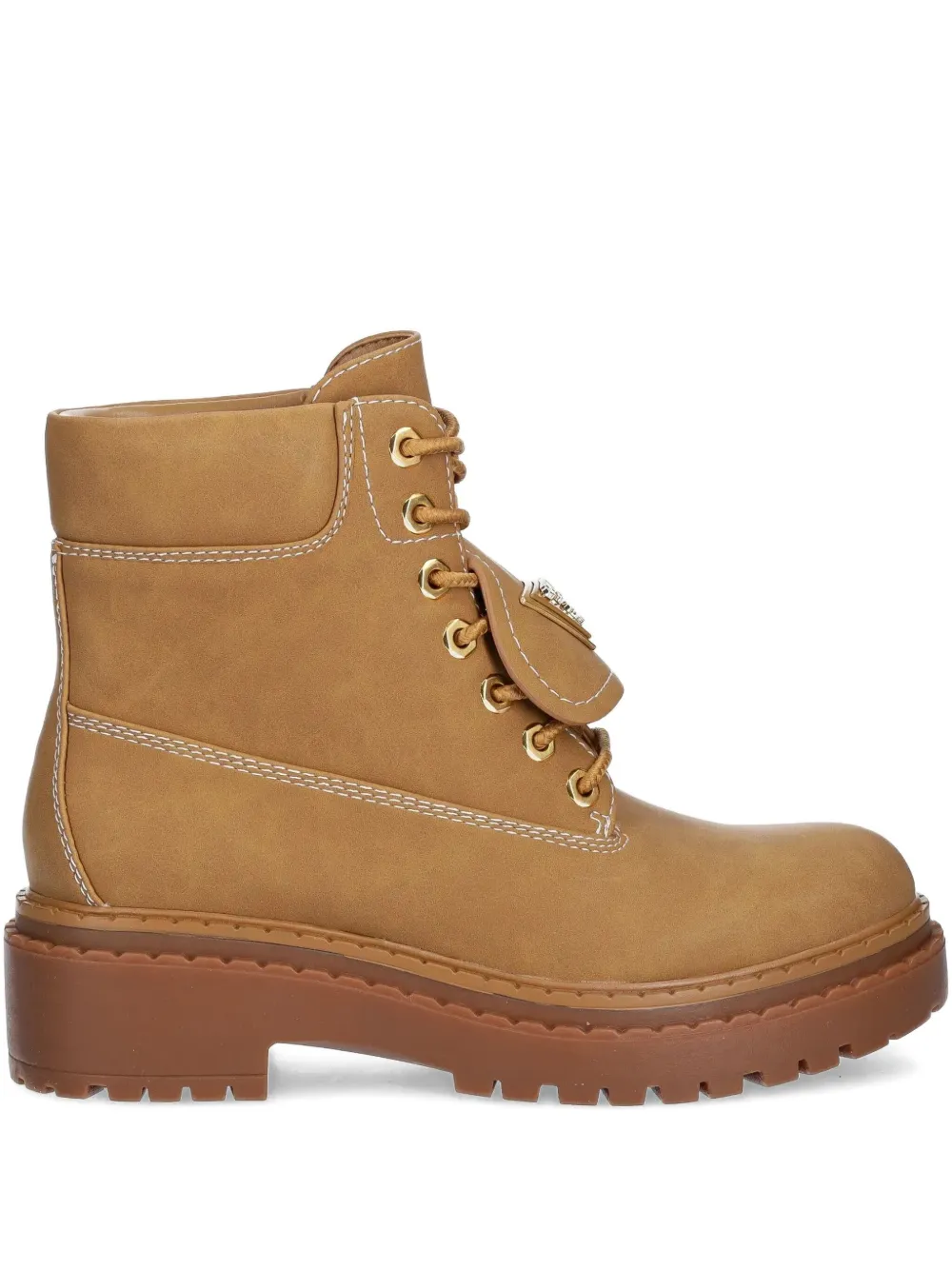 GUESS USA logo-plaque lace-up boots Brown