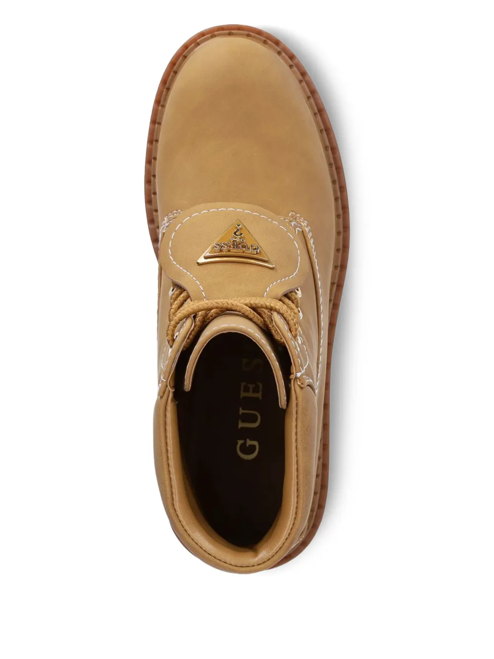GUESS USA logo-plaque lace-up boots Brown