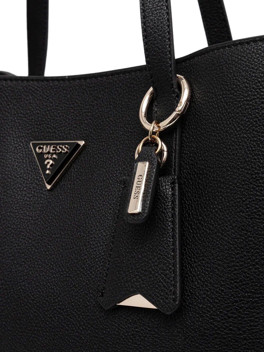 Guess Usa Logo Charm Tote Bag In Black