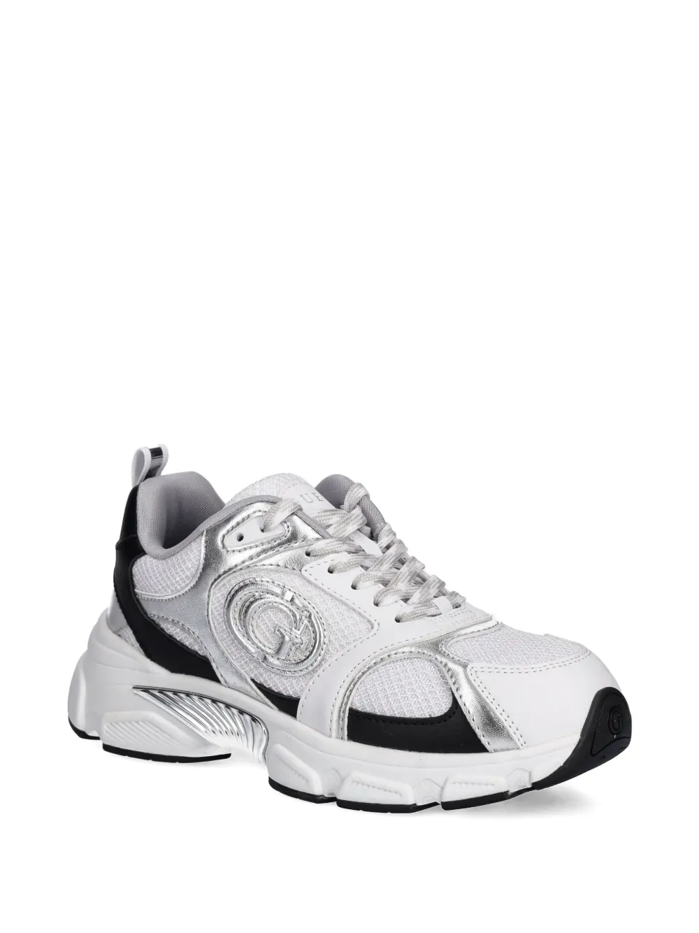 GUESS USA metallic-panelled mesh sneakers White