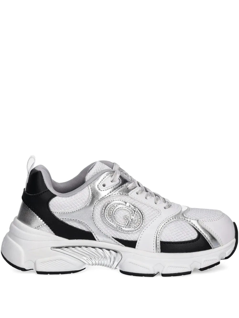 GUESS USA metallic-panelled mesh sneakers White