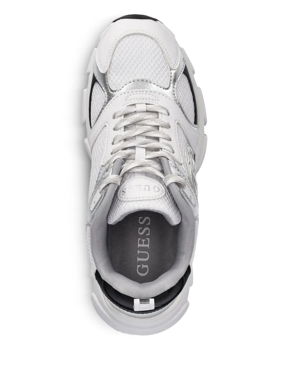 GUESS USA metallic-panelled mesh sneakers White
