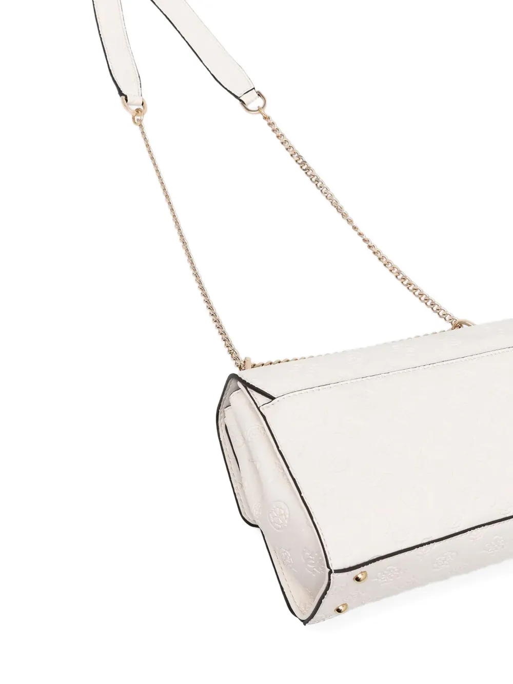 Guess Usa Embossed Chain Satchel In White