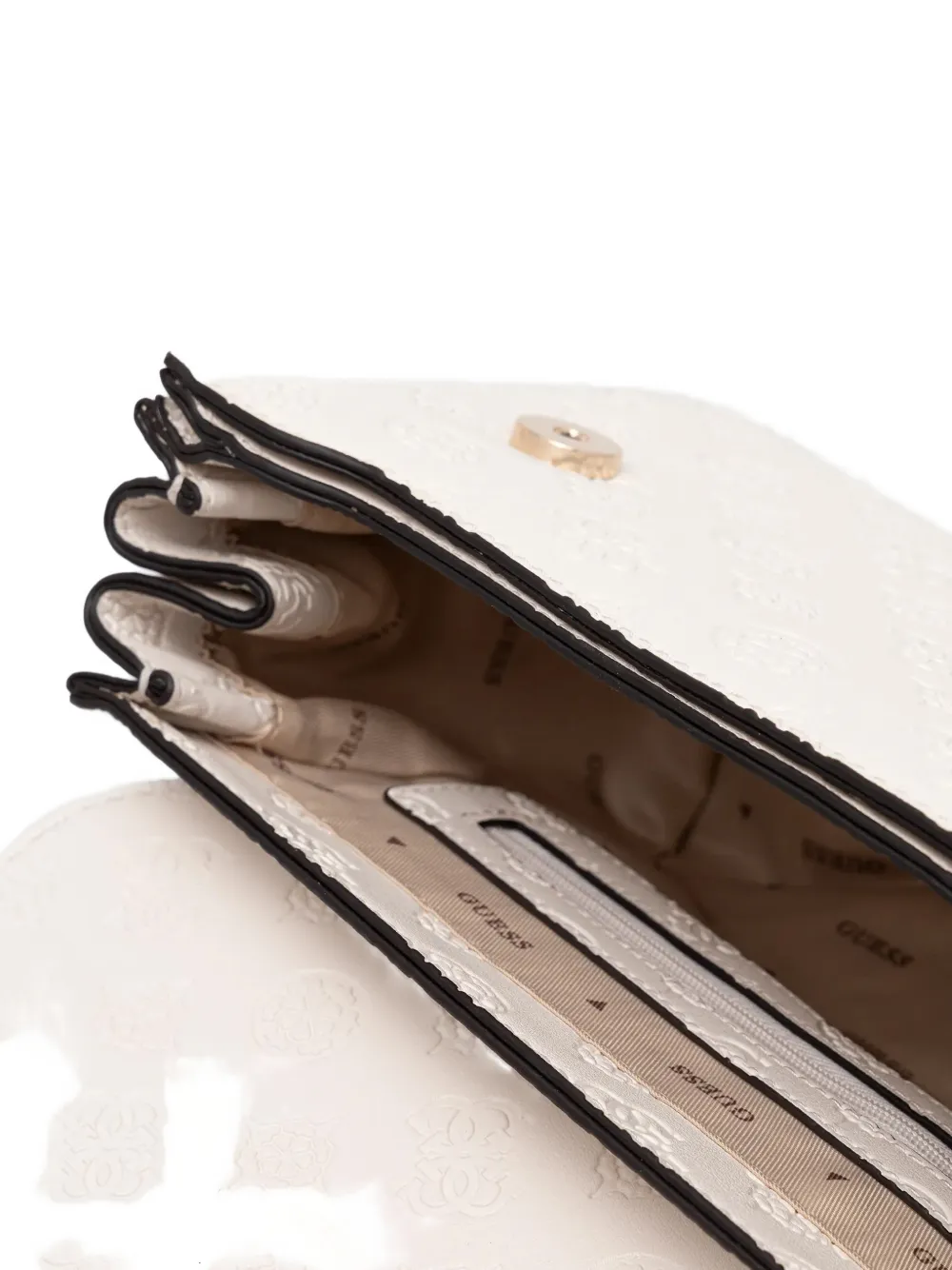 Guess Usa Embossed Chain Satchel In White