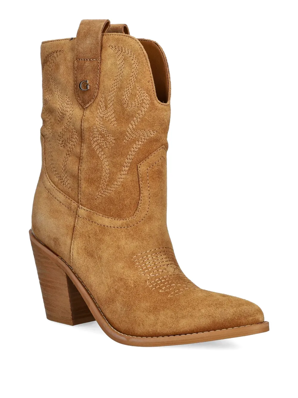 Guess Usa 80mm Embroidered Suede Boots In Brown