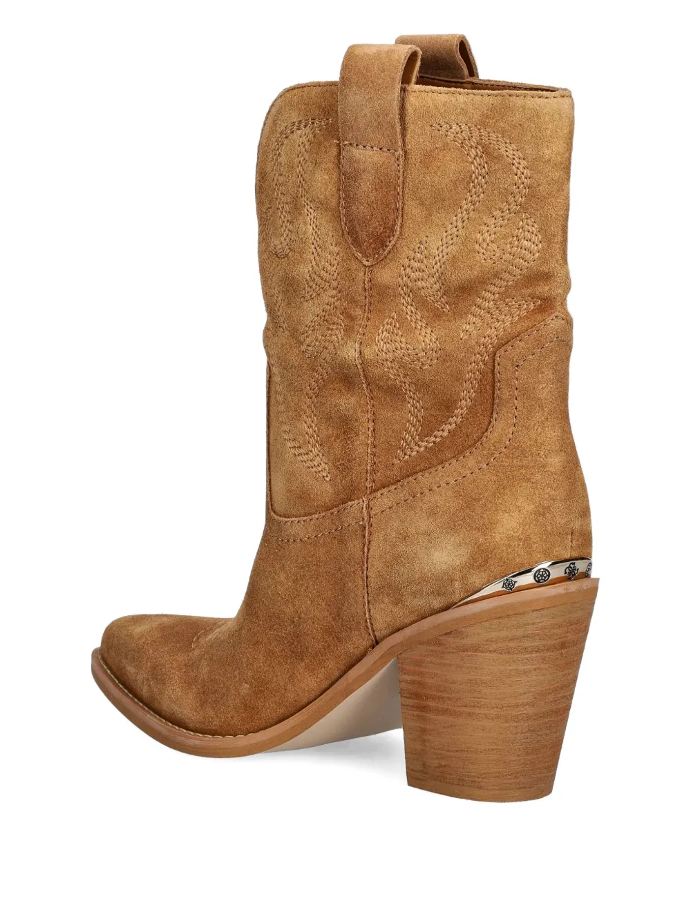 Guess Usa 80mm Embroidered Suede Boots In Brown