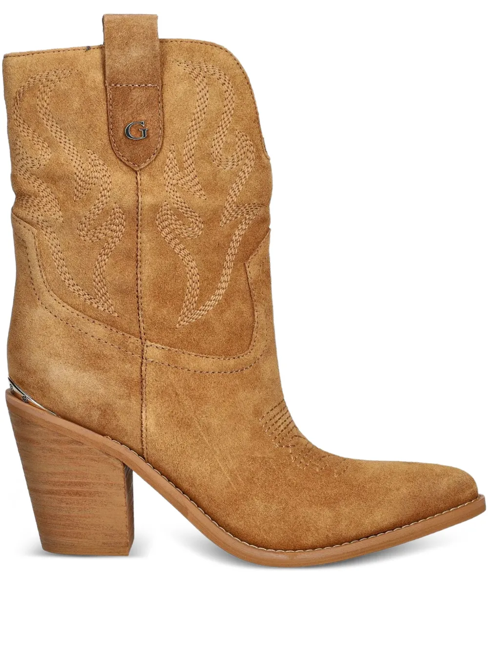 GUESS USA 80mm embroidered suede boots Brown