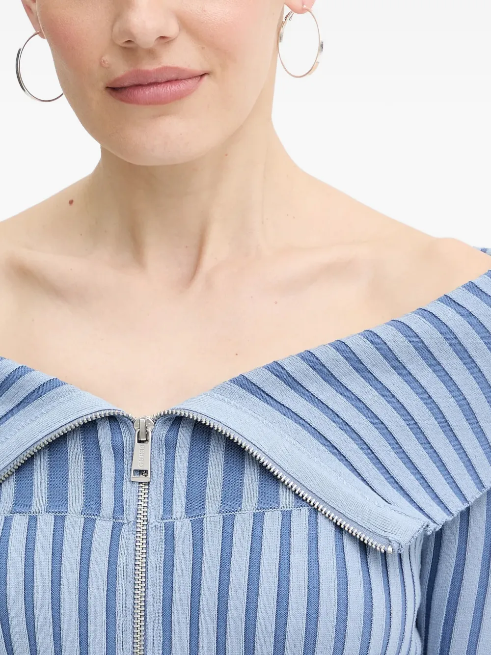 GUESS USA Gestreepte trui met rits Blauw