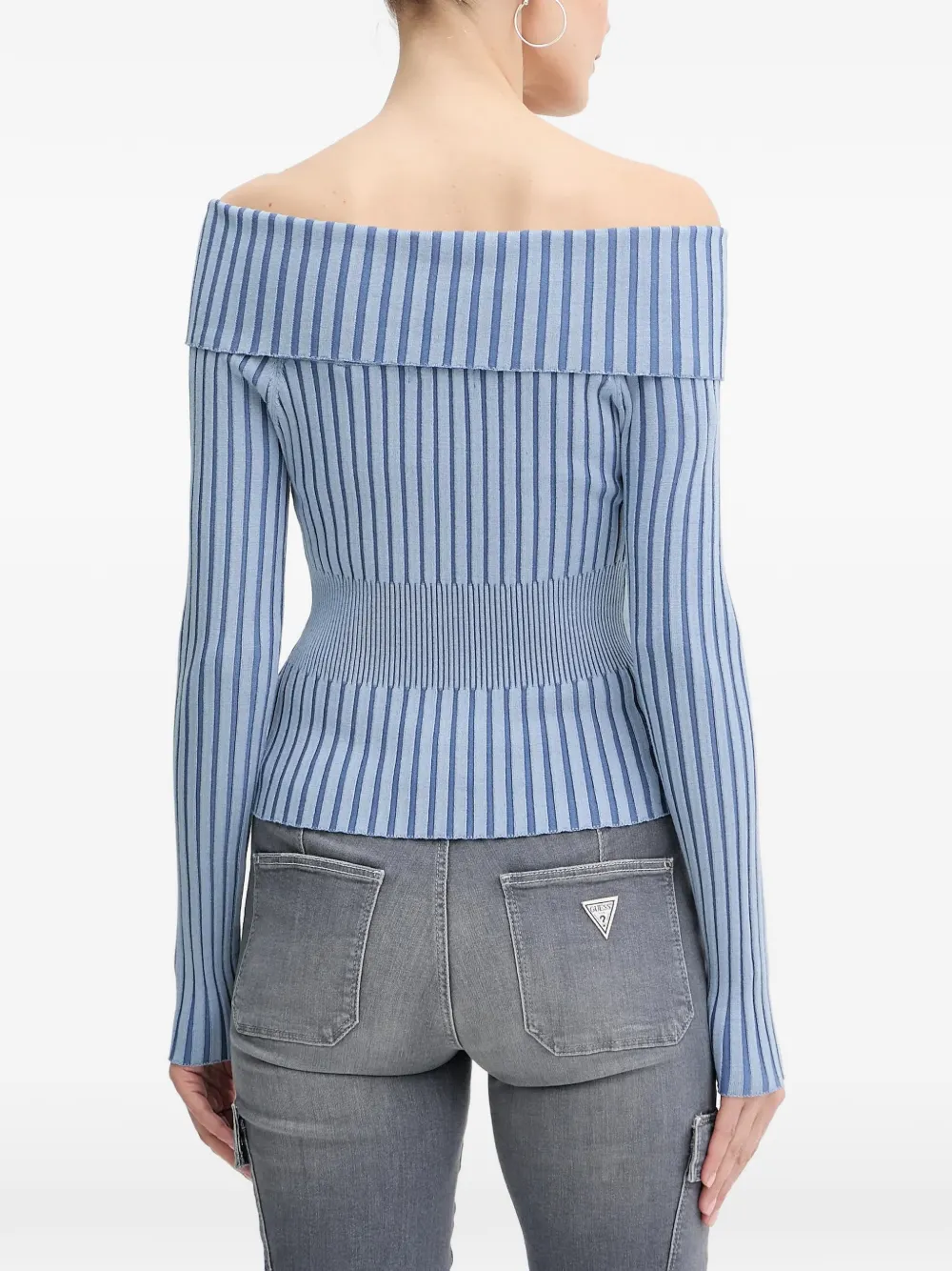 GUESS USA Gestreepte trui met rits Blauw