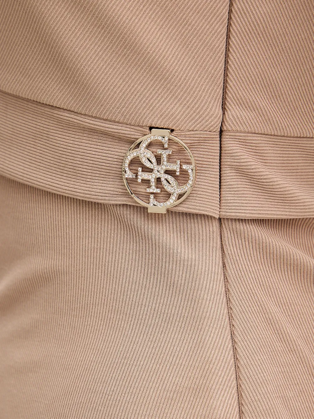 Guess Usa Draped Embellished Midi Dress In Brown