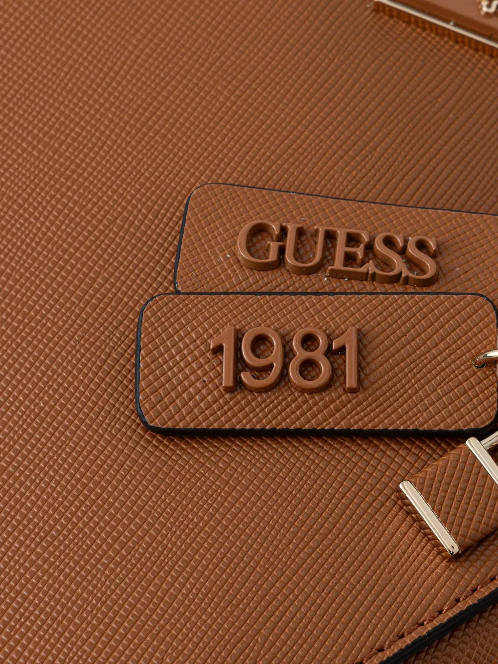 Guess Usa Noelle Top-handle Charm Tote Bag In Brown