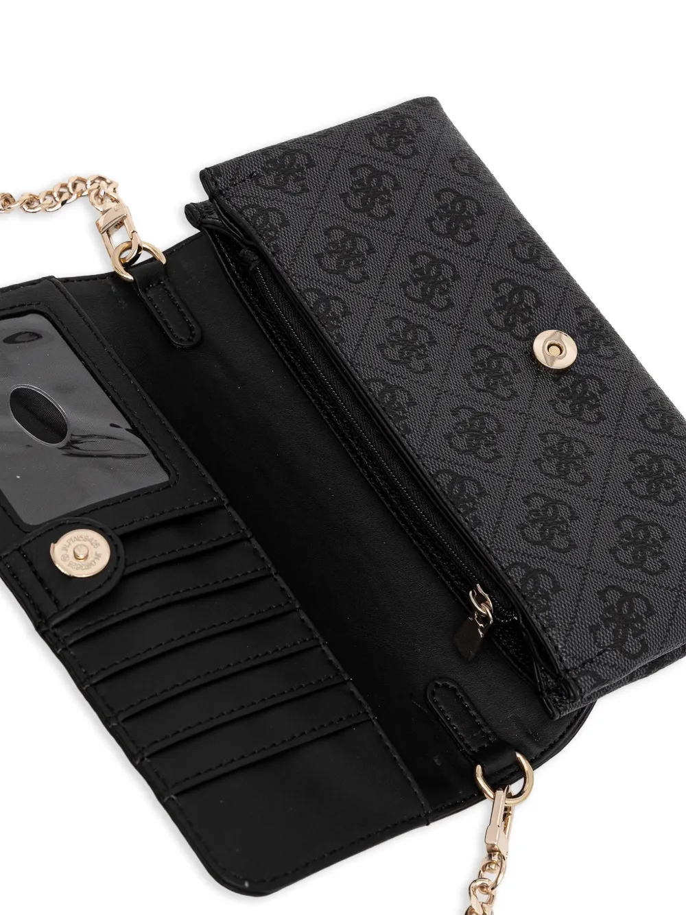 Guess Usa Monogram Chain Cross Body Bag In Black