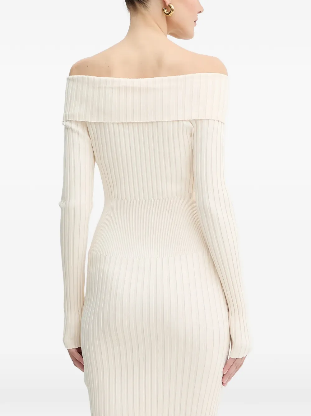 Guess Usa Off-shoulder Zip Mini Dress In Neutral