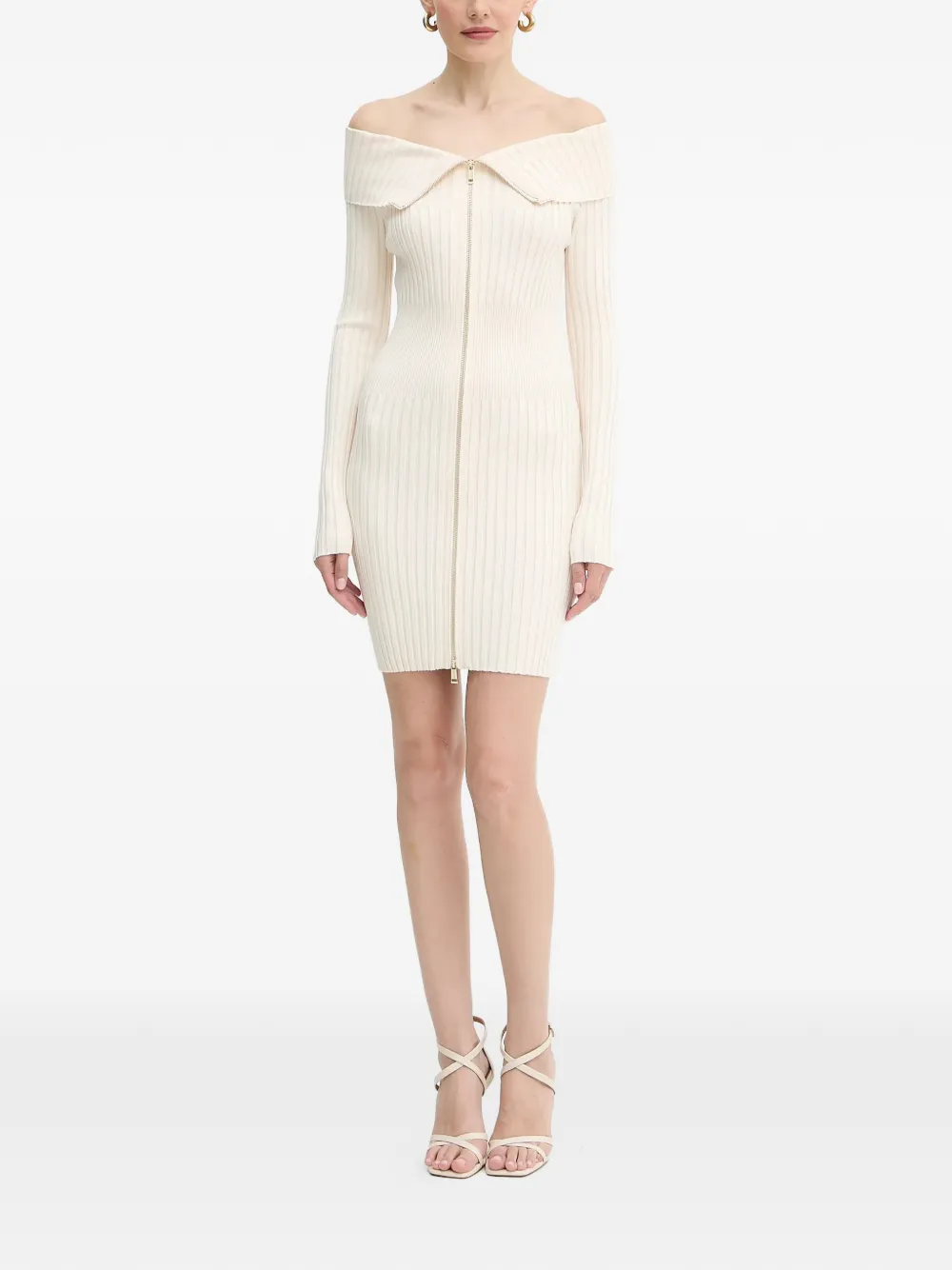 GUESS USA off-shoulder zip mini dress - Beige