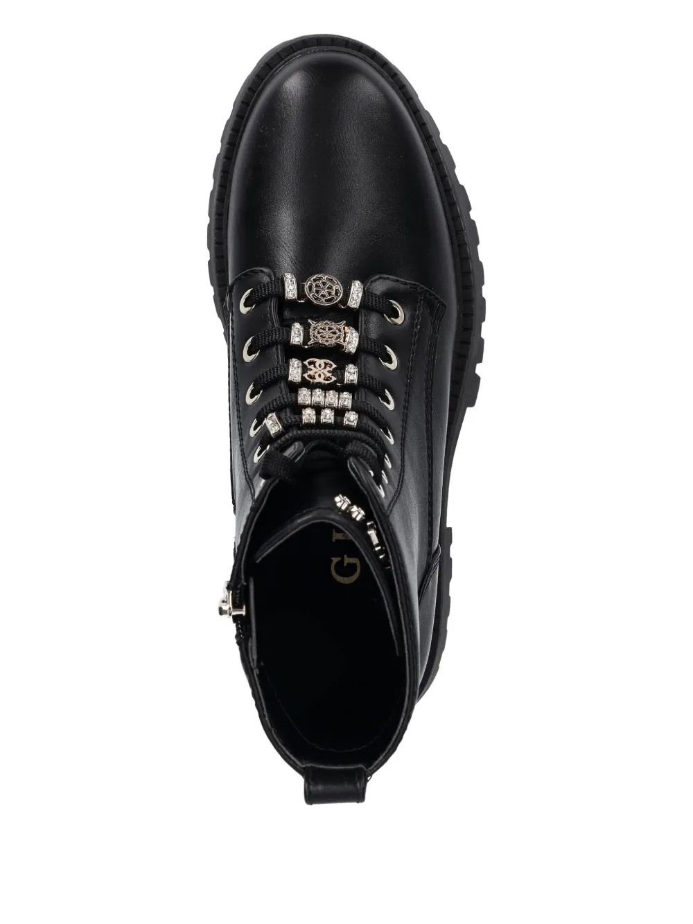 Guess Usa Embellished Lace-up Boots In Black