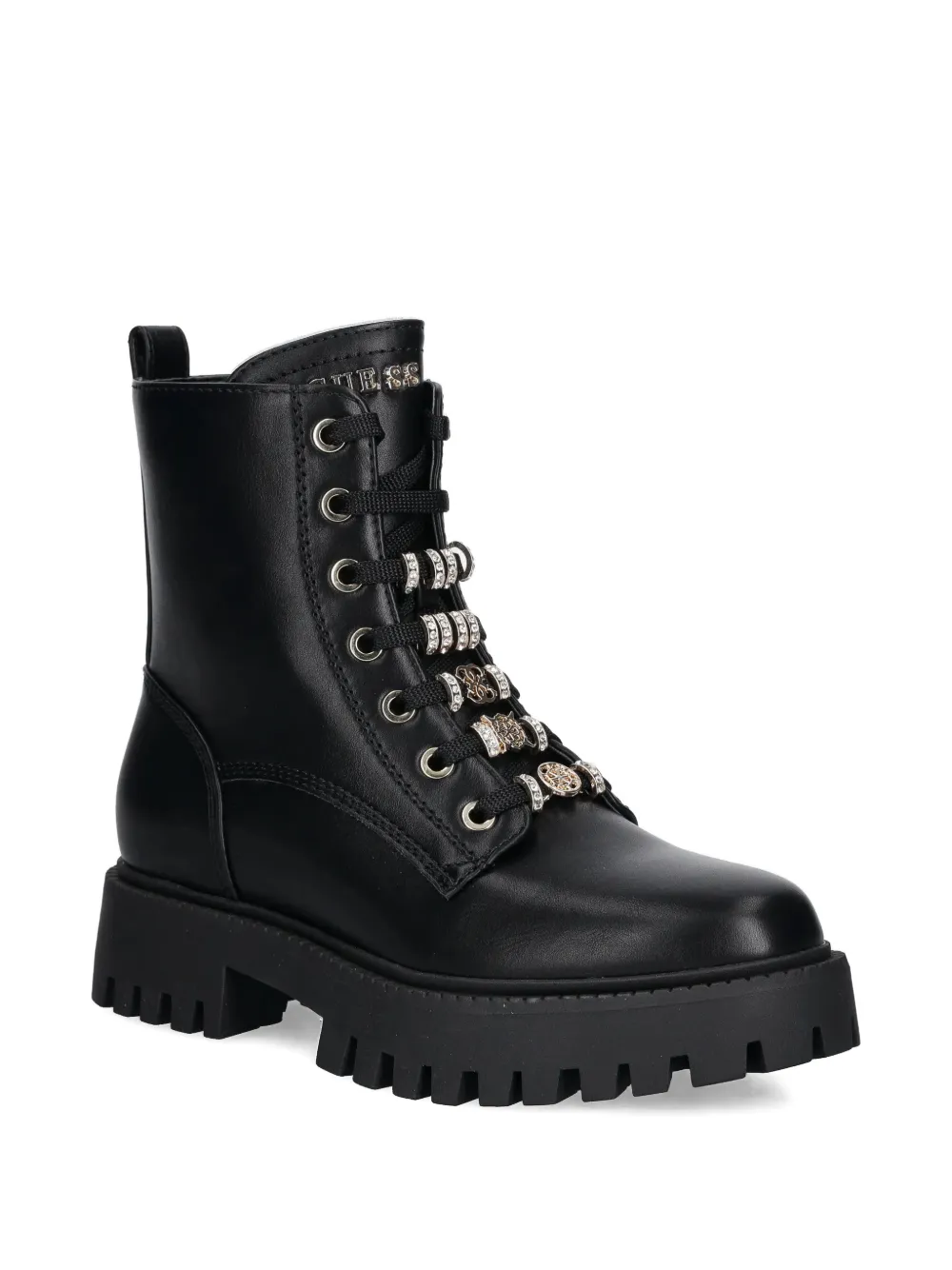 Guess Usa Embellished Lace-up Boots In Black