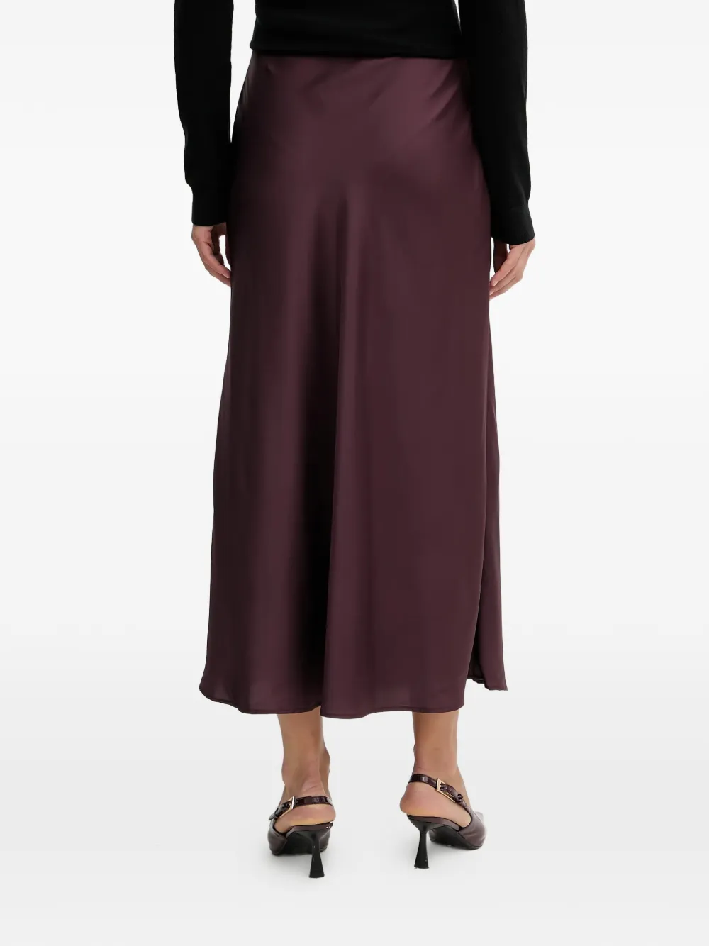 Guess Usa Metal-logo Mid Skirt In Brown