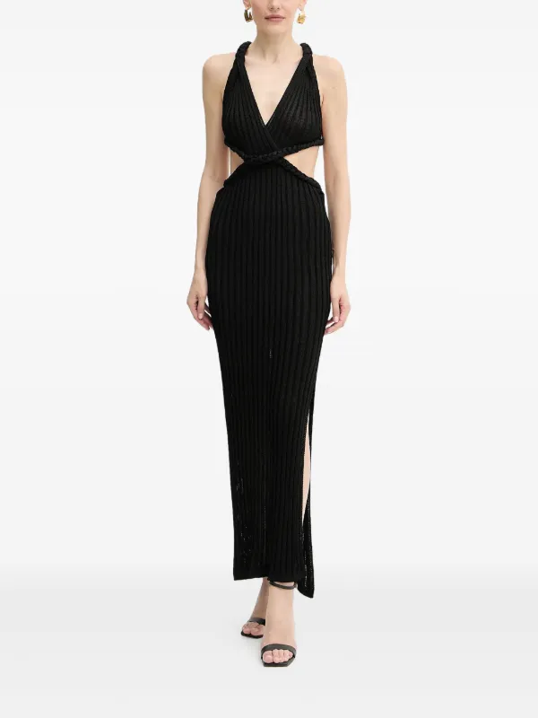 Guess Braided-detail Cut-out Maxi Dress - Black Guess Braided-detail Cut-out Maxi Dress - Black