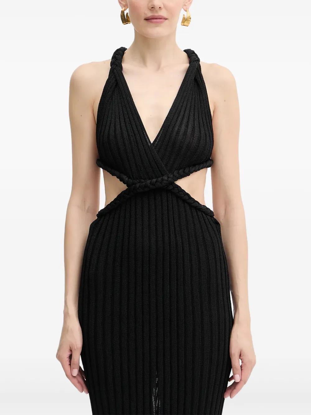 GUESS USA Maxi-jurk met gevlochten detail en uitgesneden details Zwart