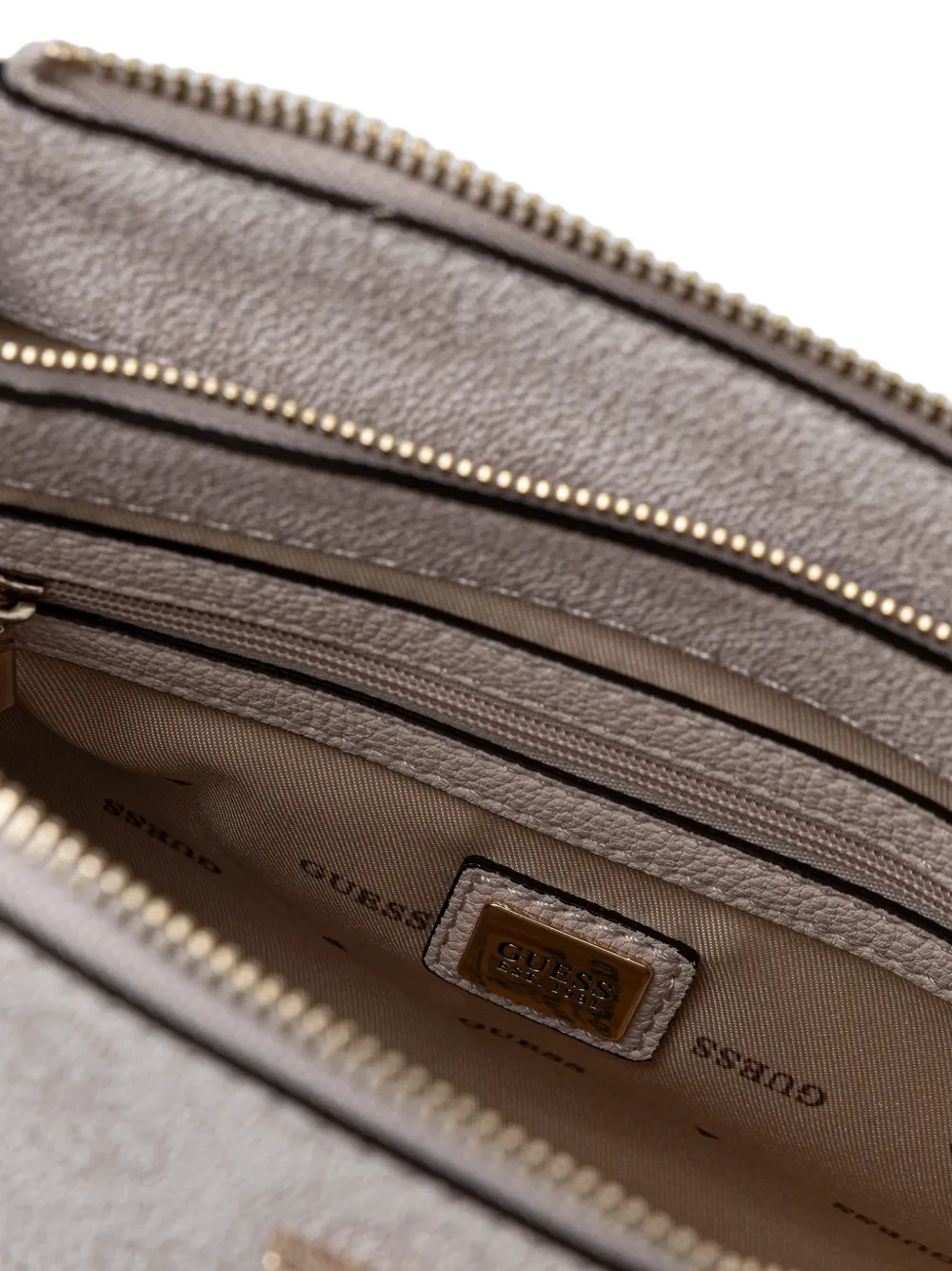 Guess Usa Monogram Zip Satchel In Neutral