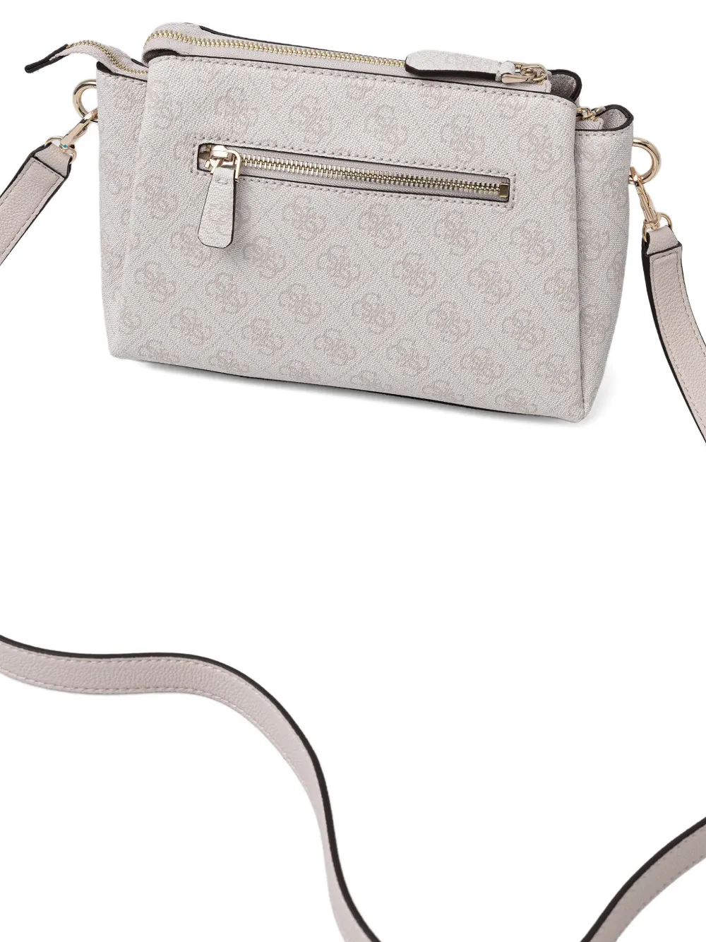Guess Usa Monogram Zip Satchel In Neutral
