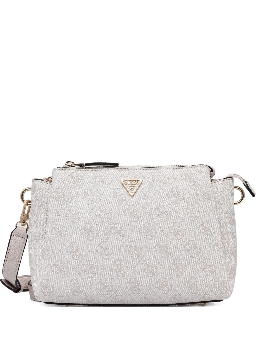 Guess Usa Monogram Zip Satchel In Neutral
