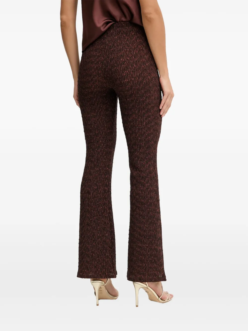 Guess Usa Textured Trousers In Brown