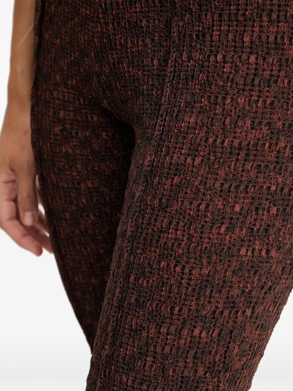 Guess Usa Textured Trousers In Brown