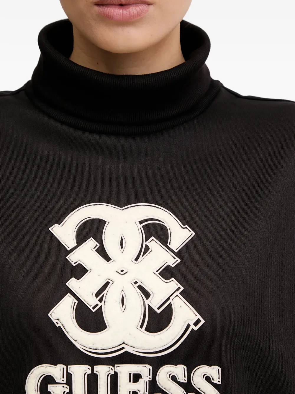 Guess Usa Logo Turtleneck Dress In Black