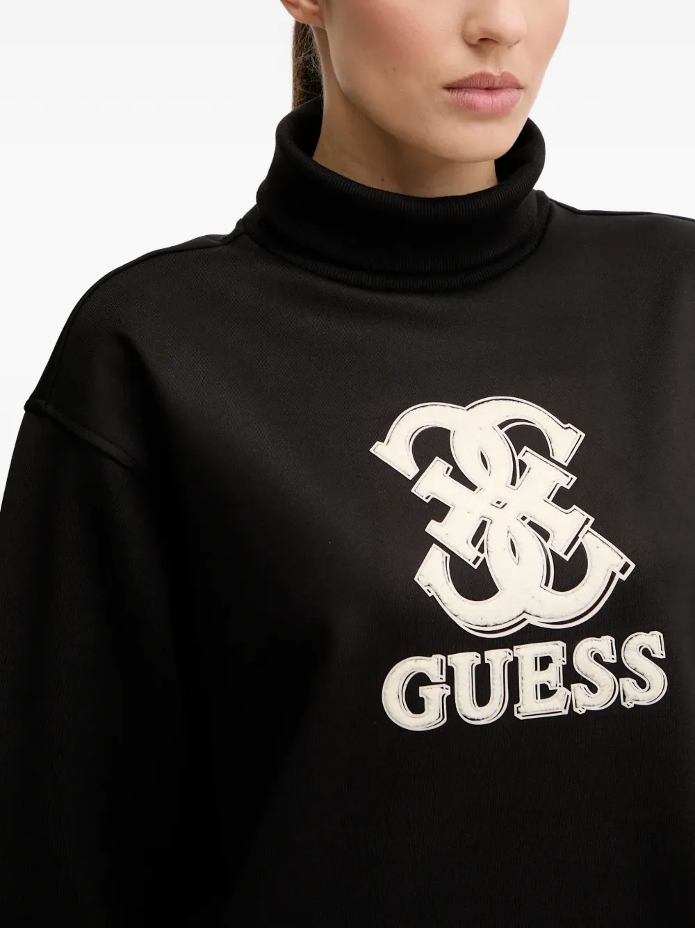 Guess Usa Logo Turtleneck Dress In Black