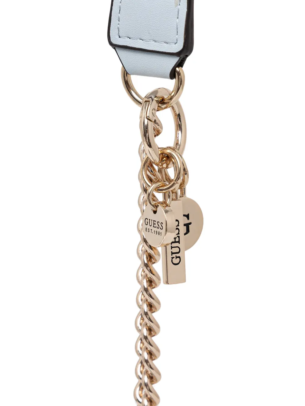 Guess Usa Zip Chain-detail Crossbody Bag In Blue