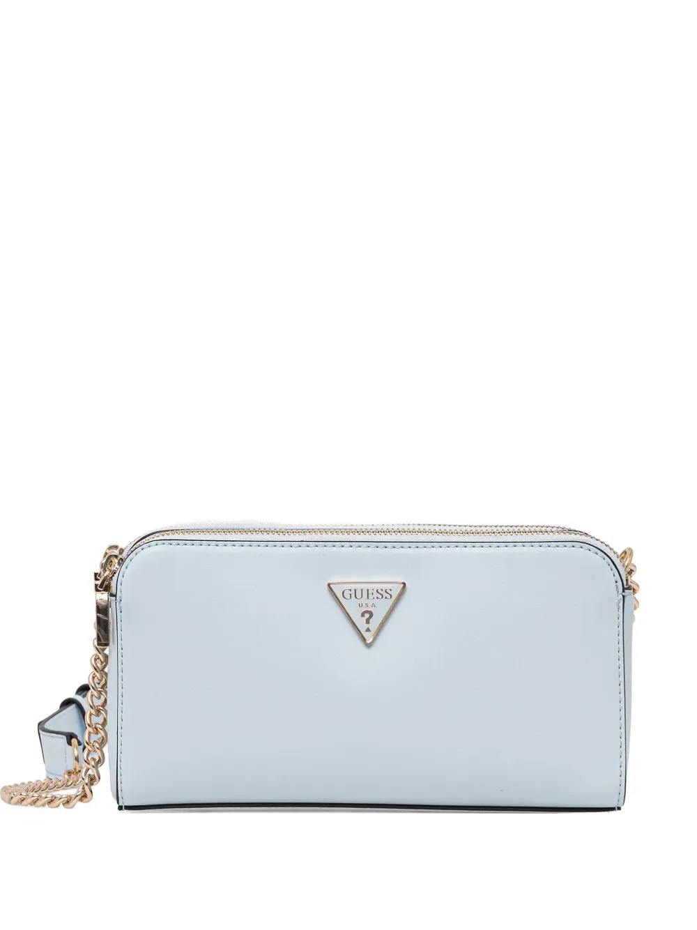 Guess Usa Zip Chain-detail Crossbody Bag In Blue