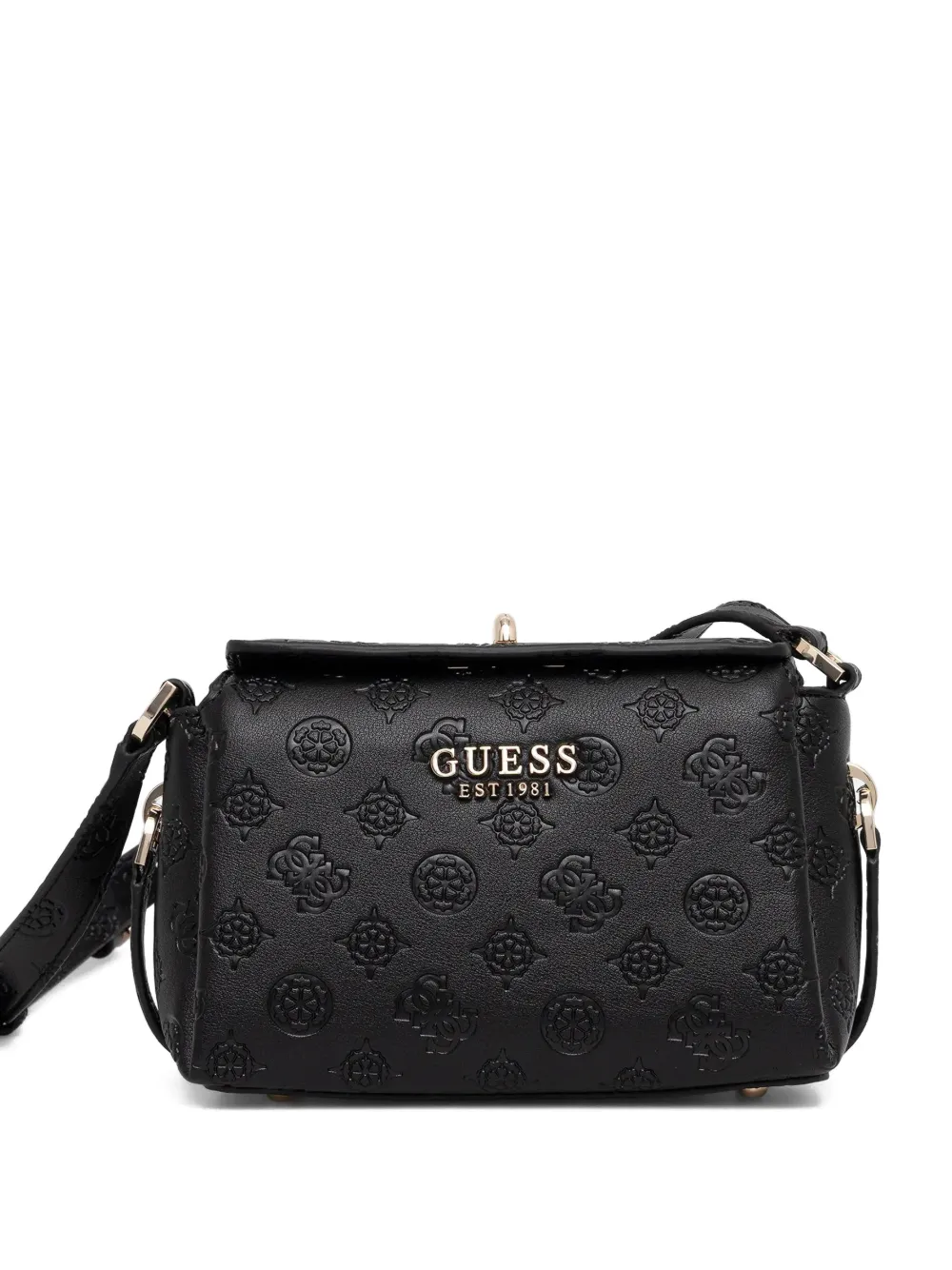 Guess Usa Embossed Studded Satchel In Black