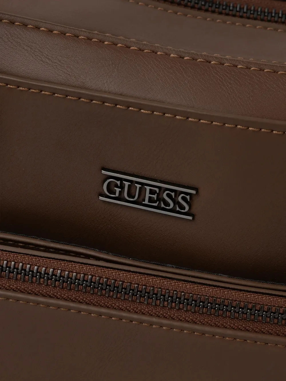 GUESS USA Aktetas met dubbele rits en handgreep Bruin
