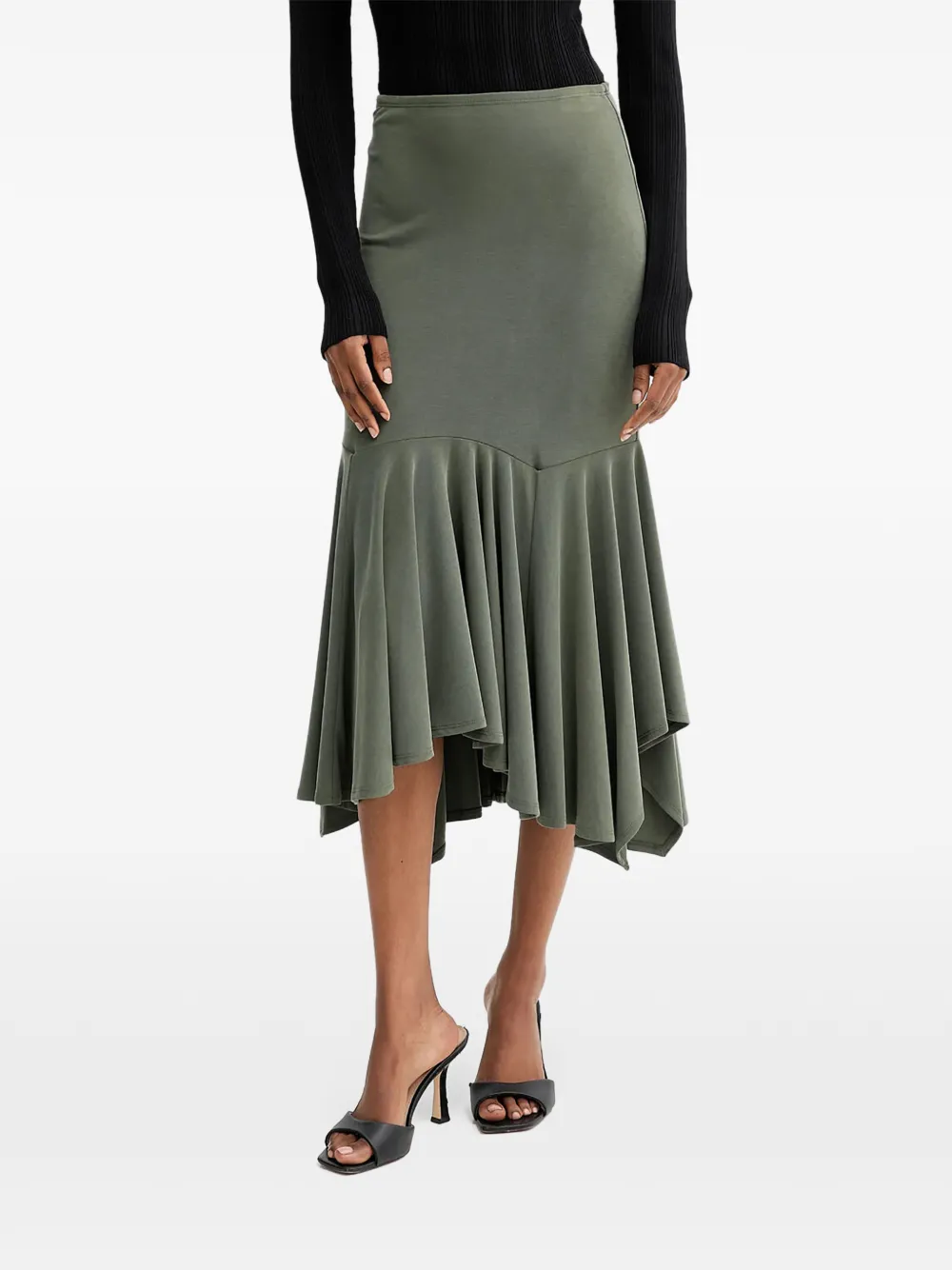 Guess Usa Ruffled Asymmetric Skirt In Green