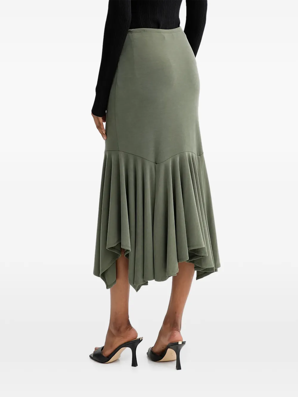 Guess Usa Ruffled Asymmetric Skirt In Green