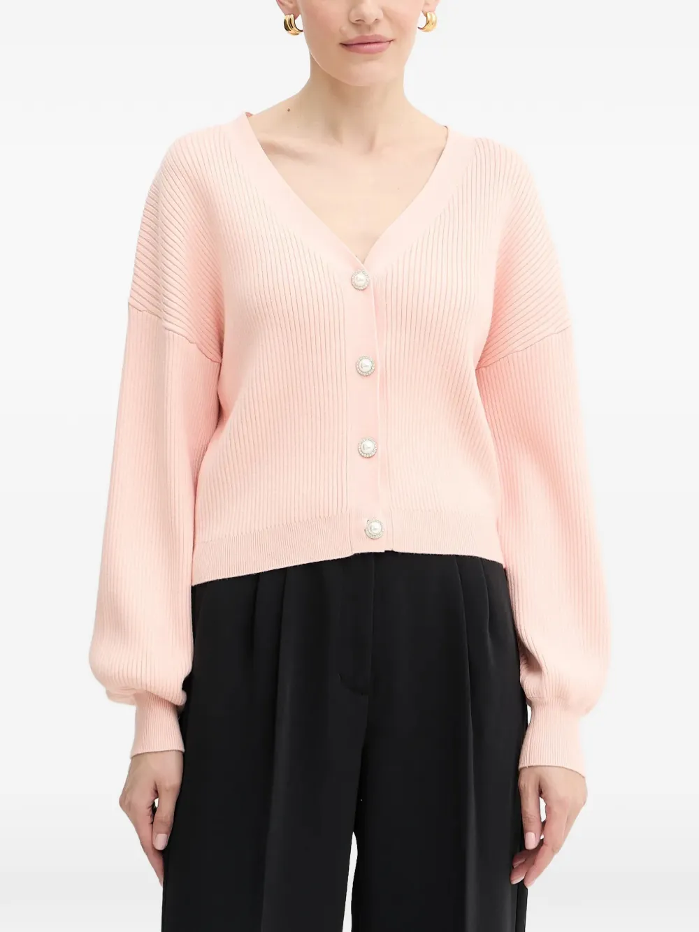 GUESS USA pearl-button long-sleeves cardigan - Rosa