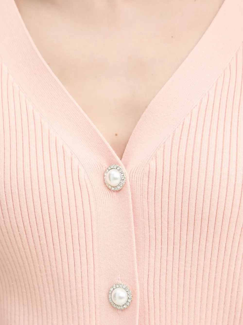 GUESS USA Vest met parelknoop en lange mouwen Roze