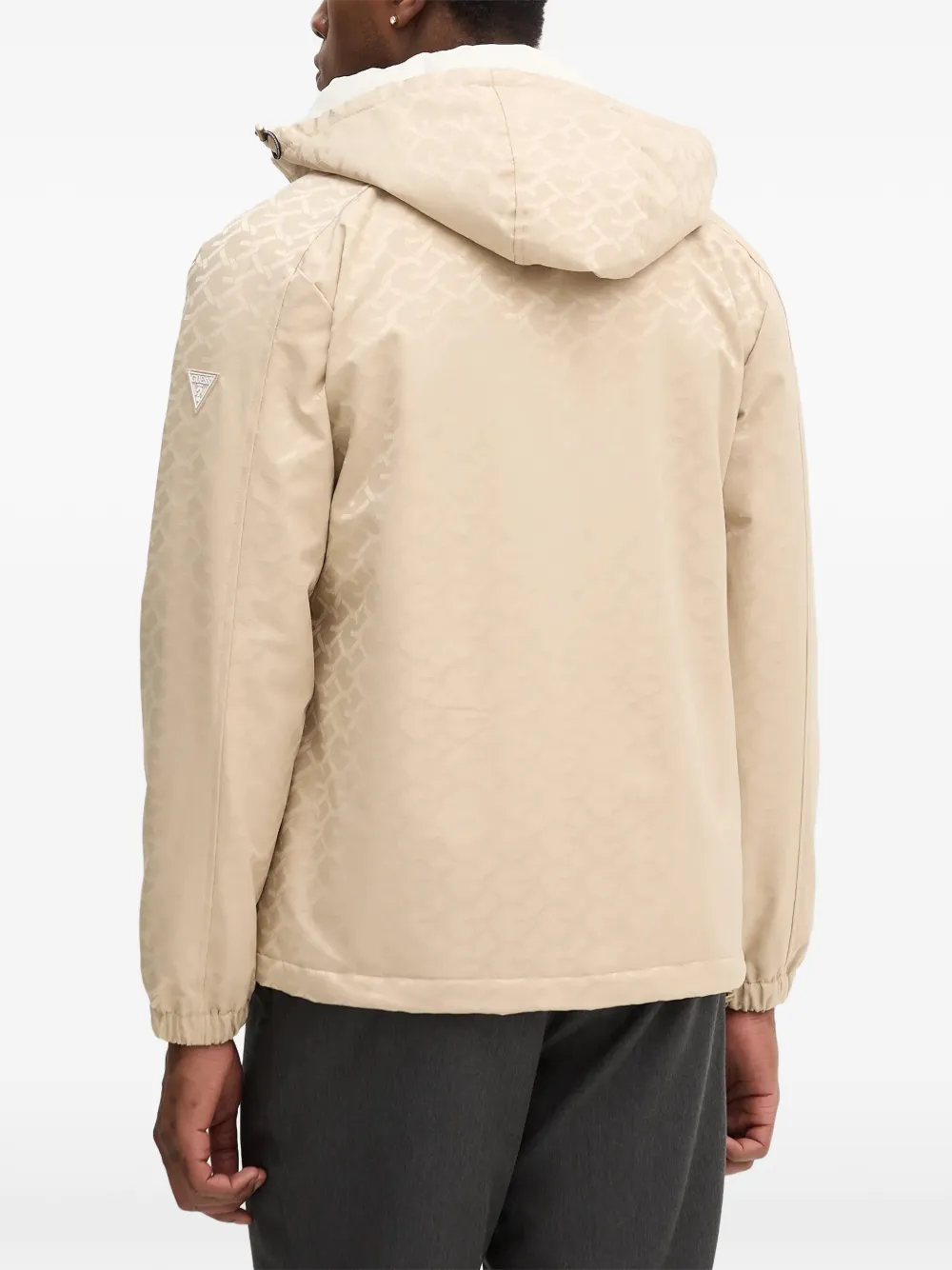  Guess Usa Hooded Patterned Jacket - Neutrals 