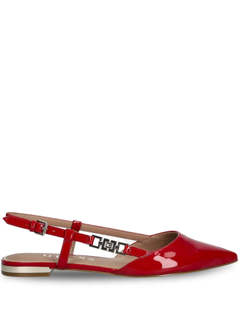 Guess Usa Pointed-toe Flat Pumps In Red